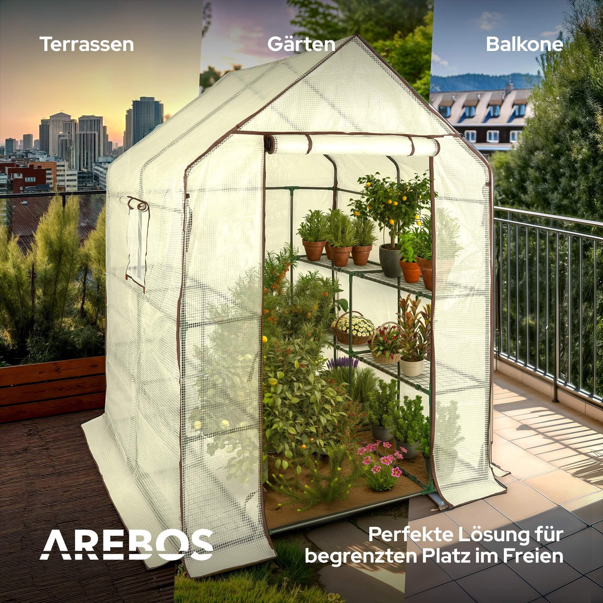 Arebos Foliengewächshaus Premium 3 Eben...