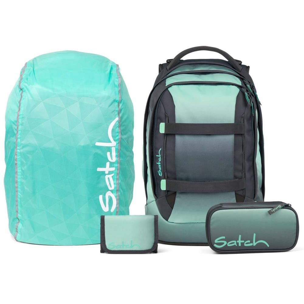 Satch Schulrucksack Pack (4tlg., inkl. Schlamperbox, Regenhülle und Geldbörse)