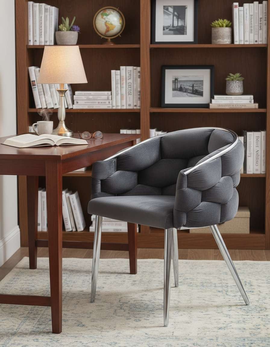 YOZI Esszimmerstuhl Esszimmer Polsterstuhl Sessel dunkelgrau 4 Füße 65x61x7 günstig online kaufen