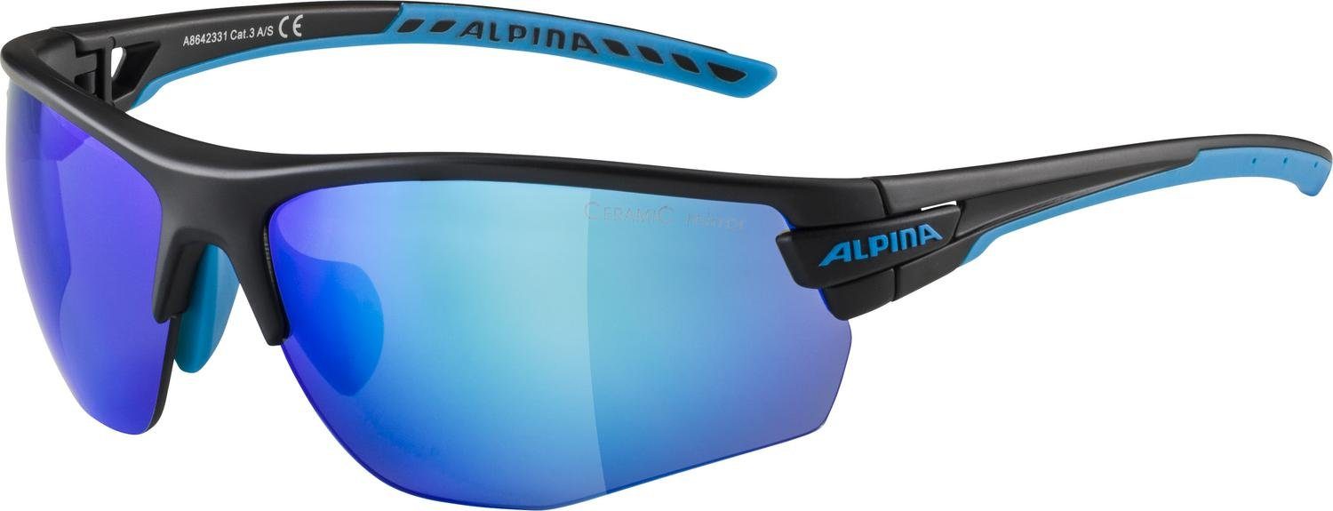 Alpina Sports Sportbrille, (1-St), ALPINA Unisex - Erwachsene, TRI-SCRAY 2.0 HR Sportbrille black matt-cyan