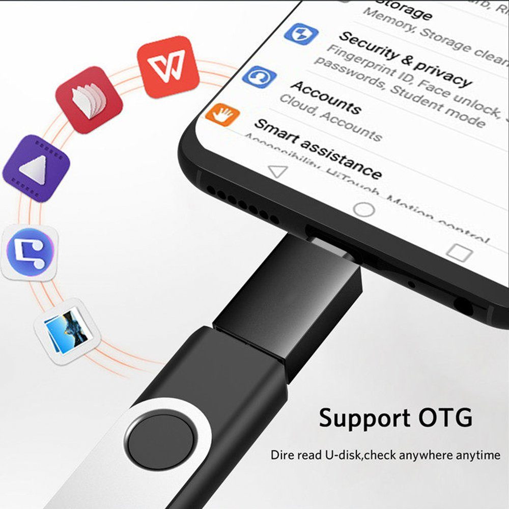 TradeNation Adapter USB C auf USB A 3.0 OTG USB-Stick für MacBook Samsung Buchse USB-Adapter USB-C zu USB 3.0 Typ A, Plug & Play OTG – Bild 4 von 5