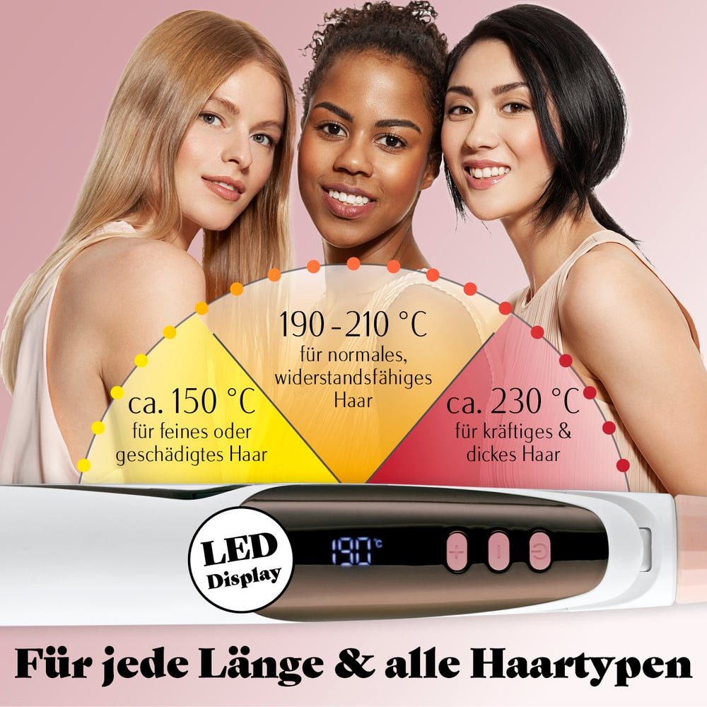 VITALmaxx Haarstyler Profi Hair Styler, 3in1 mit LED-Display, Ersetzt Lockenwickler, Temperaturen von 150-230 °C, 360° Drehgelenk alle Haarstrukturen