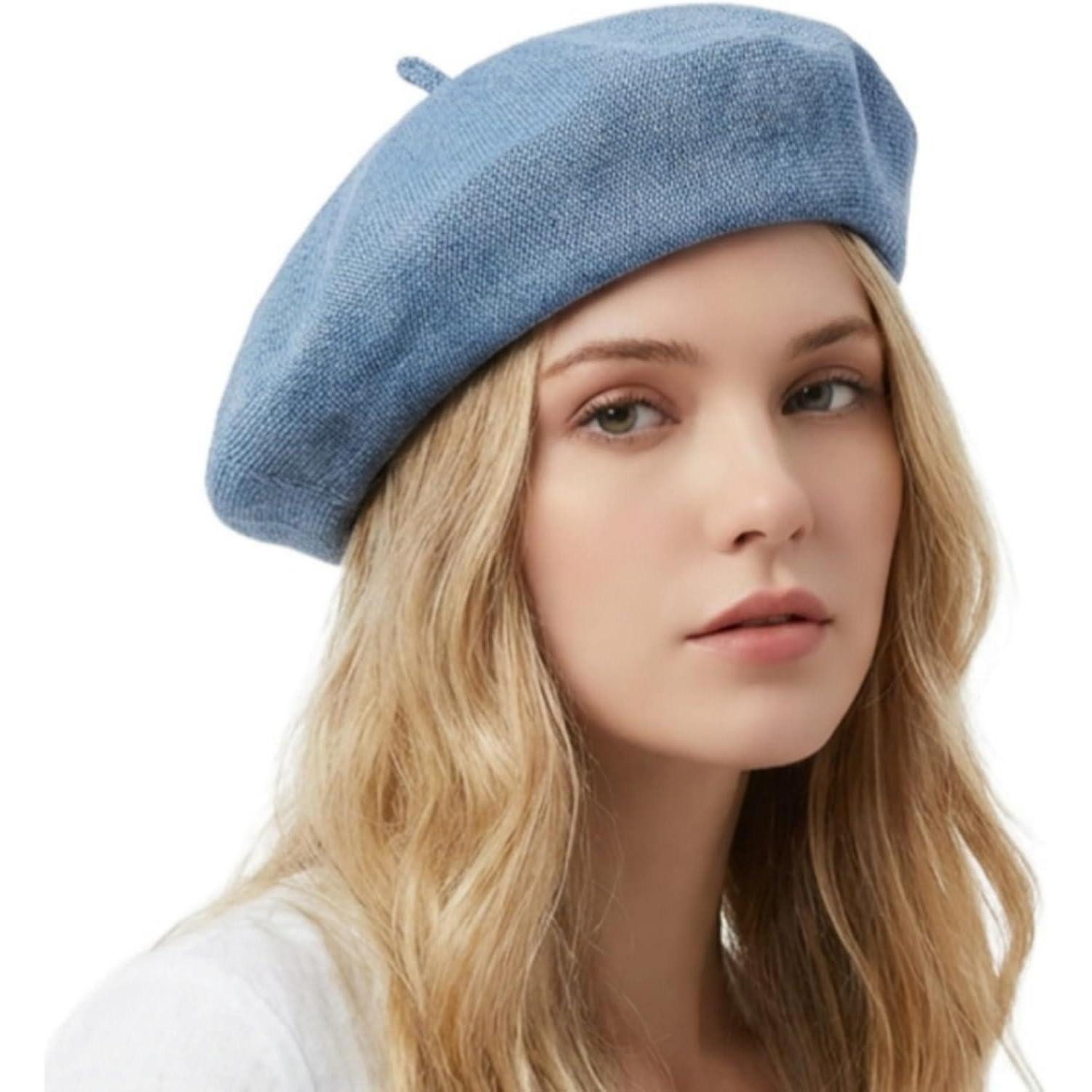 LuxusKollektion Baskenmütze Baskenmütze Damen Sommer Barett Malerhut Beanie 56-58 Blau