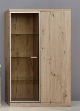 trendteam Highboard Vitrine Echo, Artisan Eiche, inkl. LED Beleuchtu