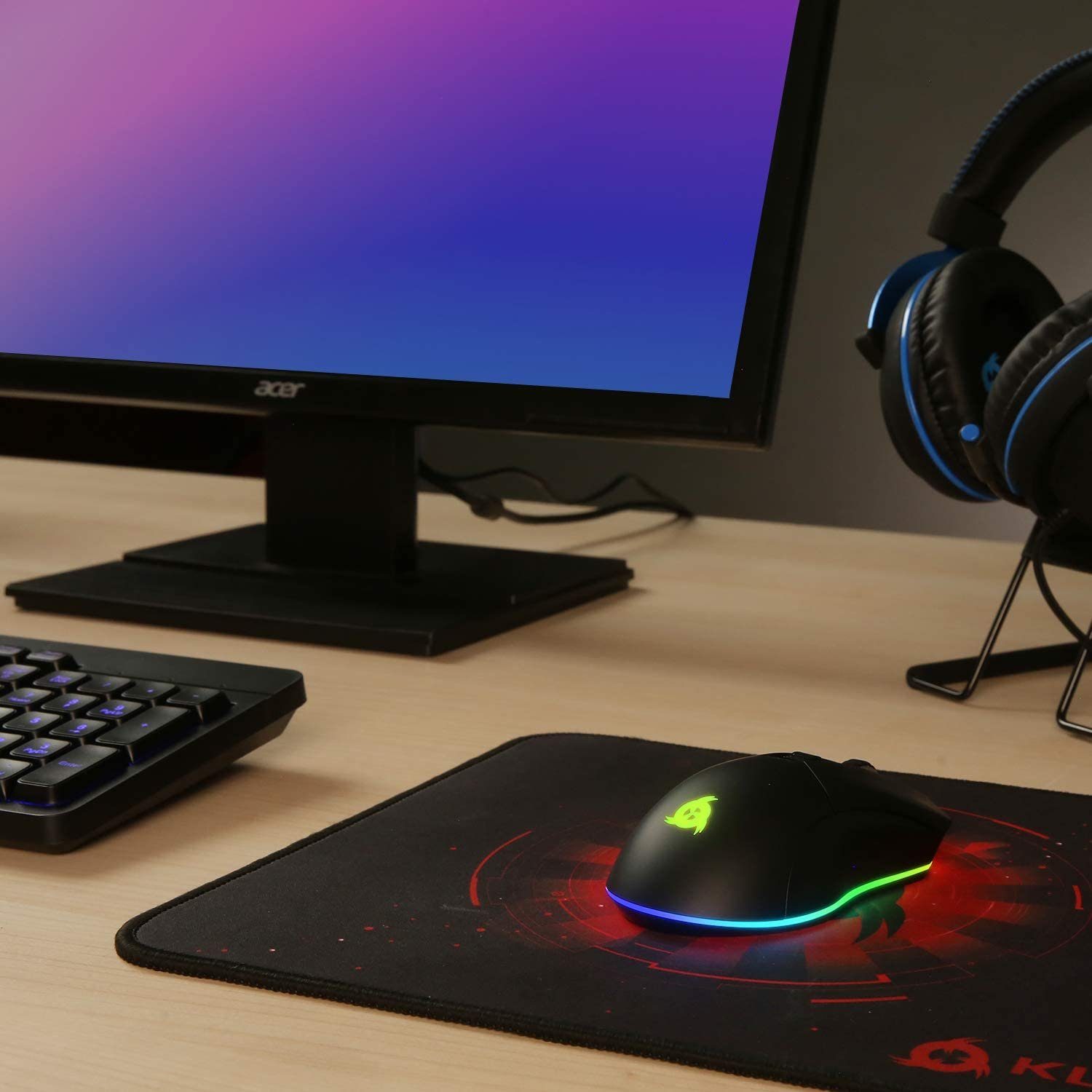 KLIM Blaze Black wireless hochleistungs Gaming-Maus,  mit DPI-Anpassung Gaming-Maus (Funk, ergonomisch für beide Hände, wiederaufladbar)