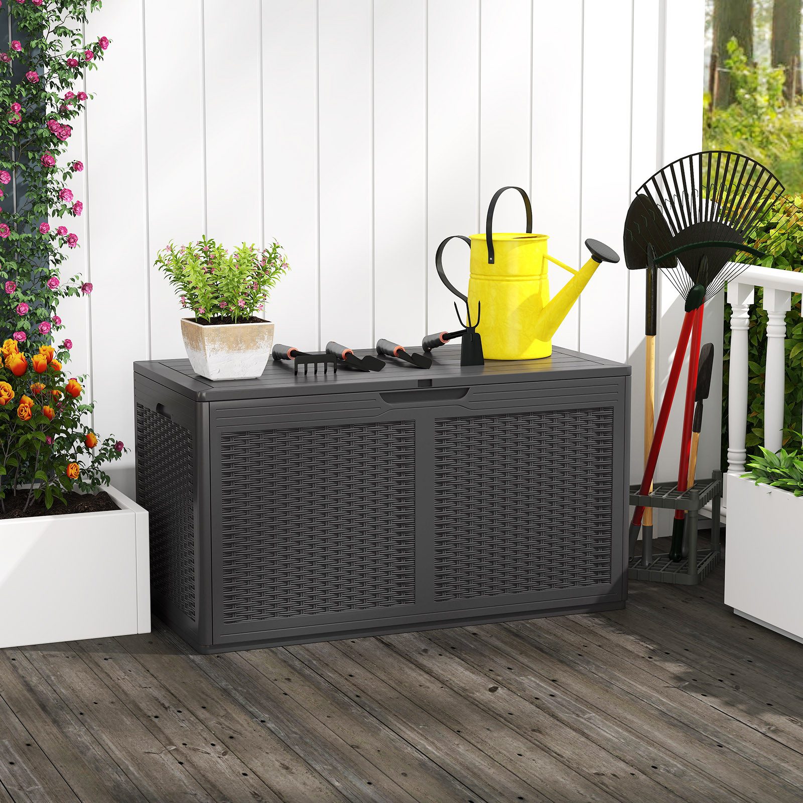 KOMFOTTEU Auflagenbox, Gartentruhe Gartenbox mit Rollen, wasserdicht günstig online kaufen