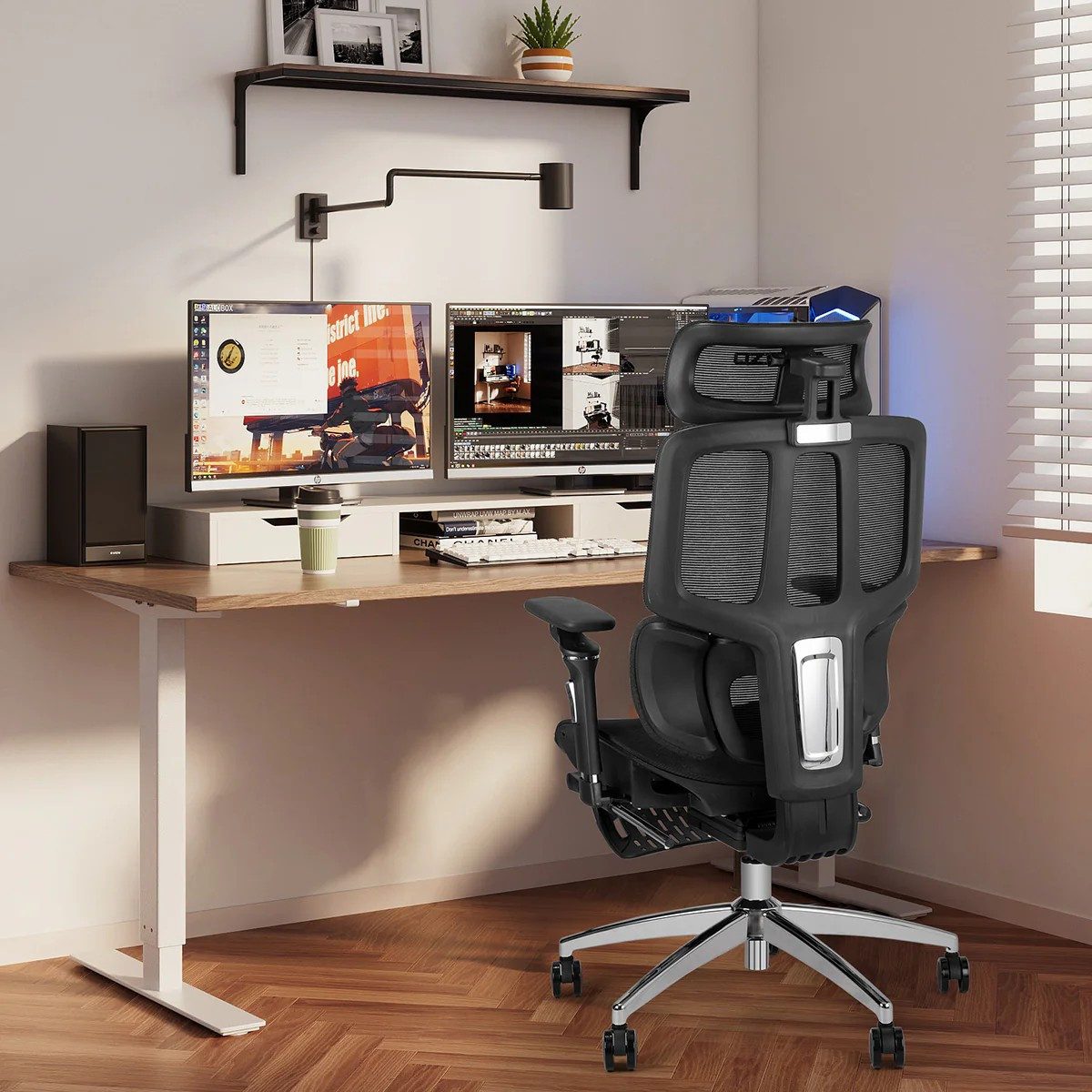 Musso Bürostuhl mit 3-Zonen-Lendenstütze, 4D-Armlehnen & Fußstütze, ergonomisch (1 St), Schreibtischstuhl, Computerstuhl, Homeoffice-Stuhl, Drehstuhl