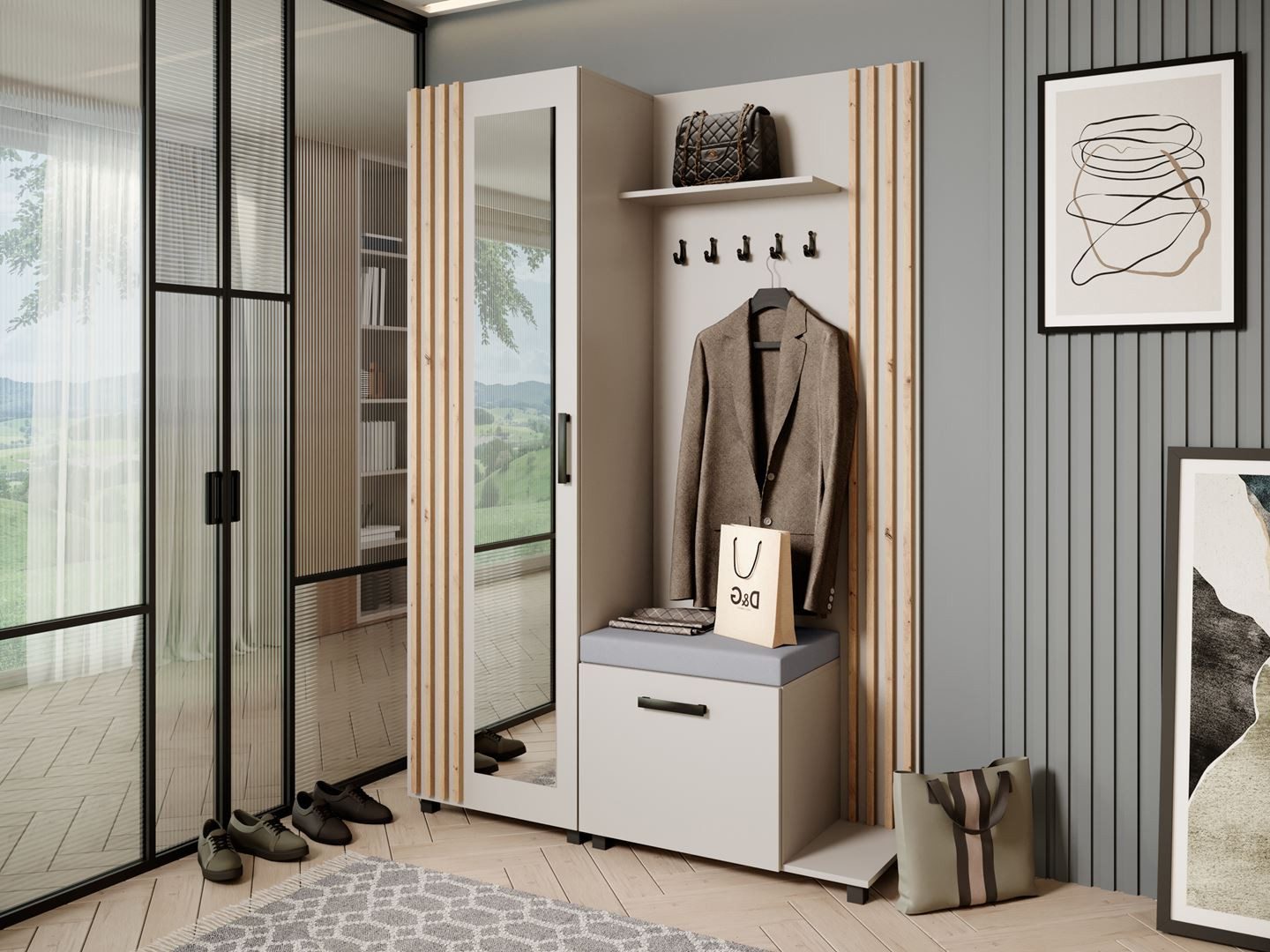 Beautysofa Garderobenschrank Garderoben-Set mit Aufhängern und günstig online kaufen