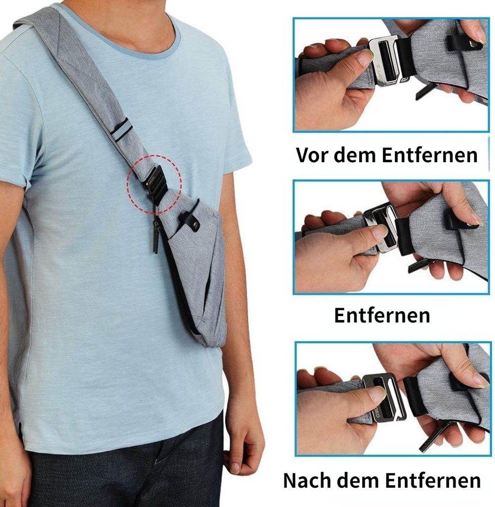 Blusmart Umhängetasche Wasserdichte Unisex-Outdoor-Umhängetasche (Multi-Taschen-Design, Diebstahlsicheres Design), Modisch und praktisch – Bild 4 von 5