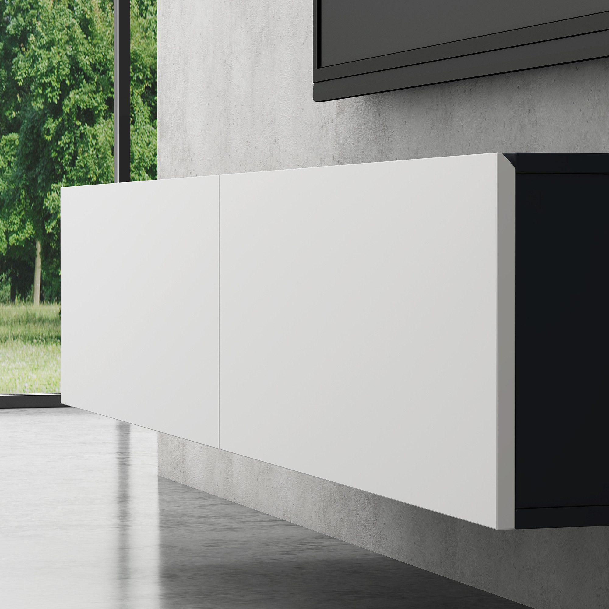 doporro TV-Board TV-Schrank Low-Board modern Fernsehtisch Wandmontage H:30cm F02< 2000