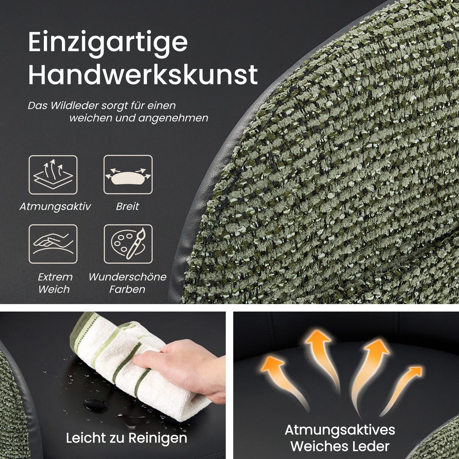 IWMH Bürostuhl Schreibtischstuhl mit Armlehnen, Höhenverstellbar Drehstuhl, Stuhl für Schminktisch, Homeoffice