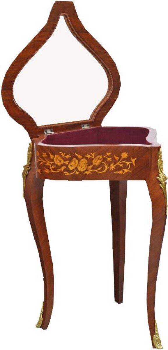 - 55 Tisch Beistelltisch Intarsien Stil - Casa x Antik / Möbel Mahagoni H75 Gold Barock cm XVI Ludwig Padrino Beistelltisch