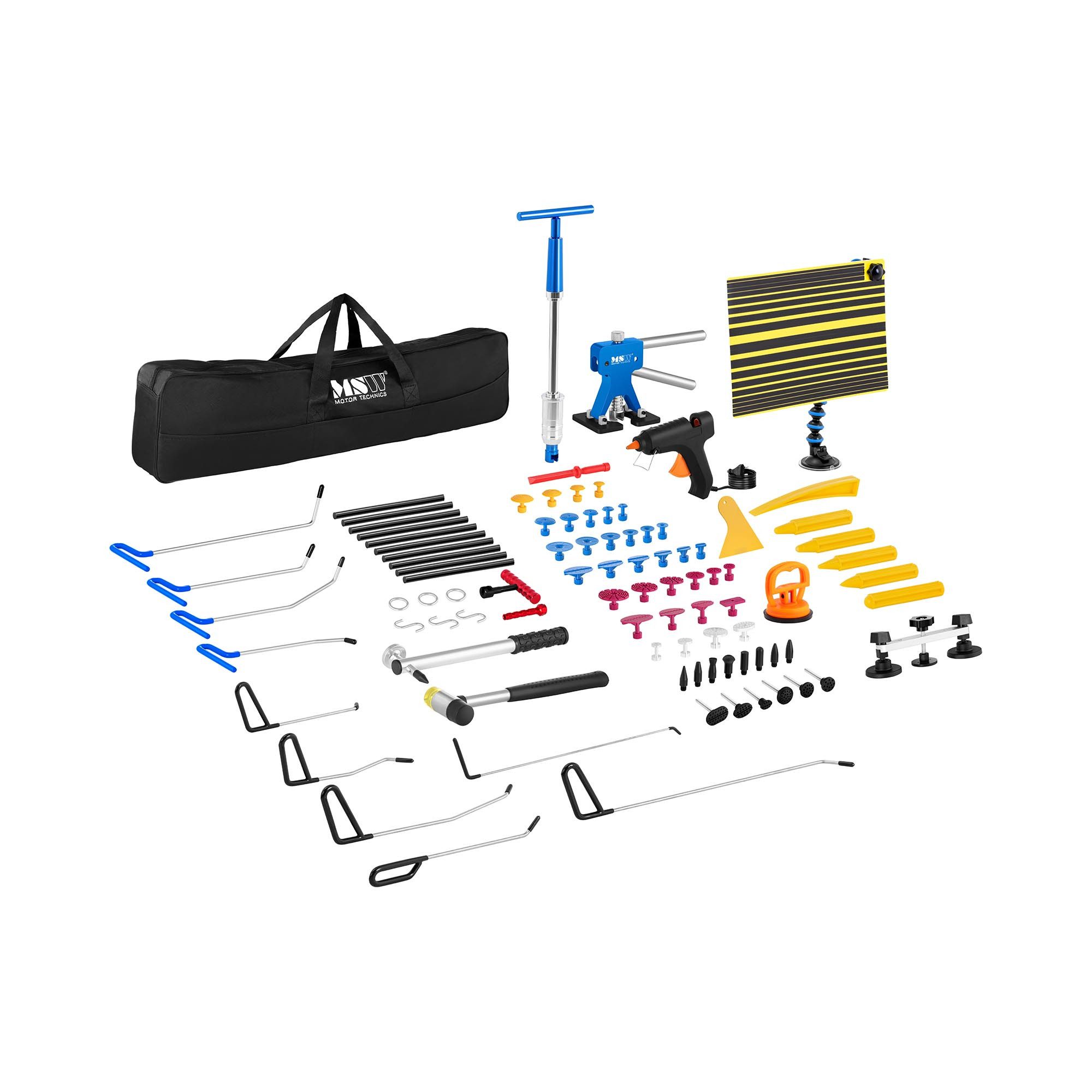 MSW Reparatur-Set Dellenreparatur Set 85-teilig Ausbeulwerkzeug PDR Gleithammer, 85-St.