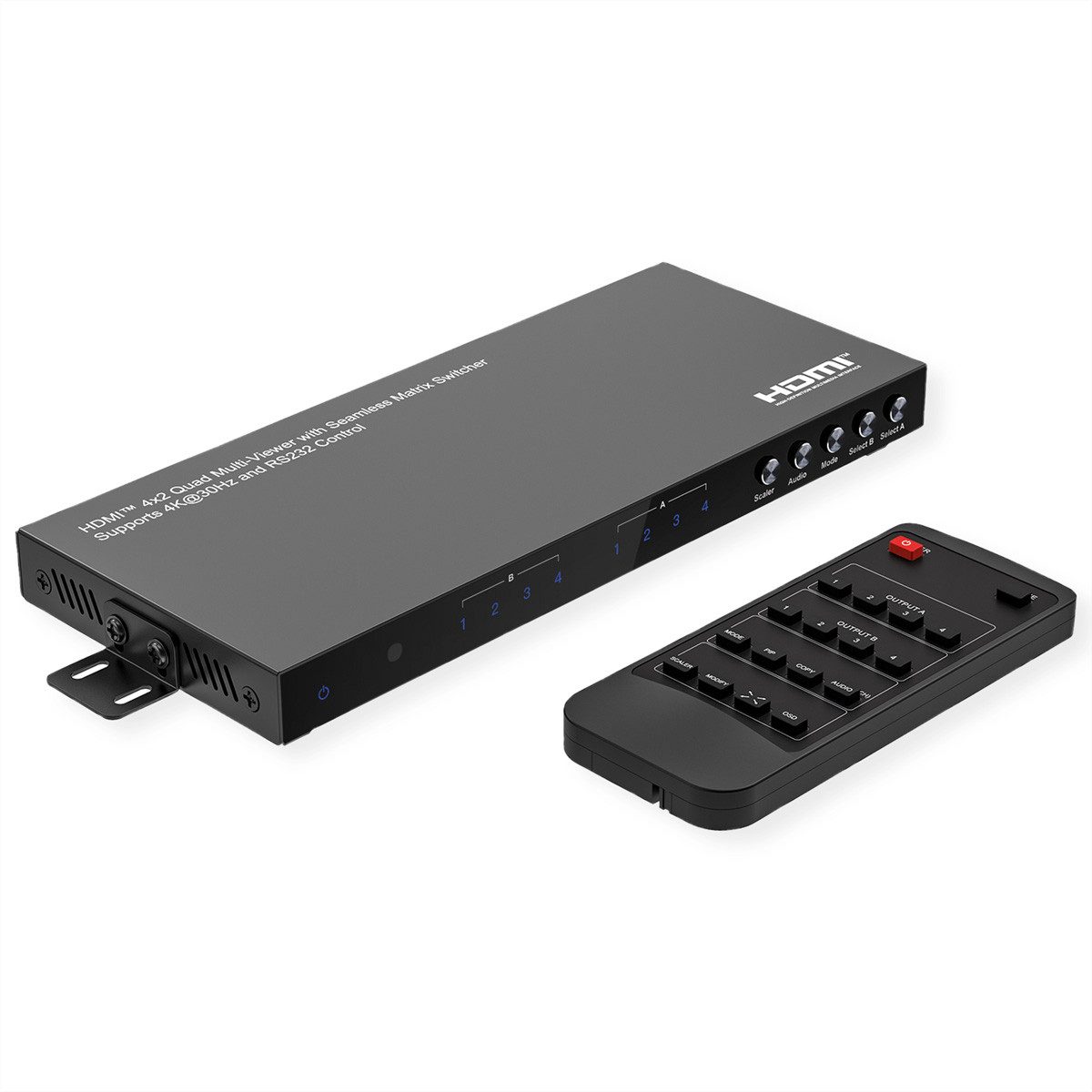VALUE HDMI Matrix Switch, 4x2 QUAD Multi-Viewer Audio- & Video-Adapter, nahtlose Umschaltung