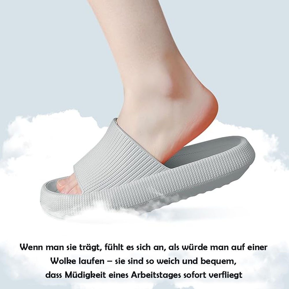 HoyoLee Hausschuhe EVA Superweich Rutschfest Badeschuhe Schlappen Damen Grau Hüttenschuhe Badeschuhe Herren Damen Slipper Schlappen Wolke rutschfeste Flip Flops