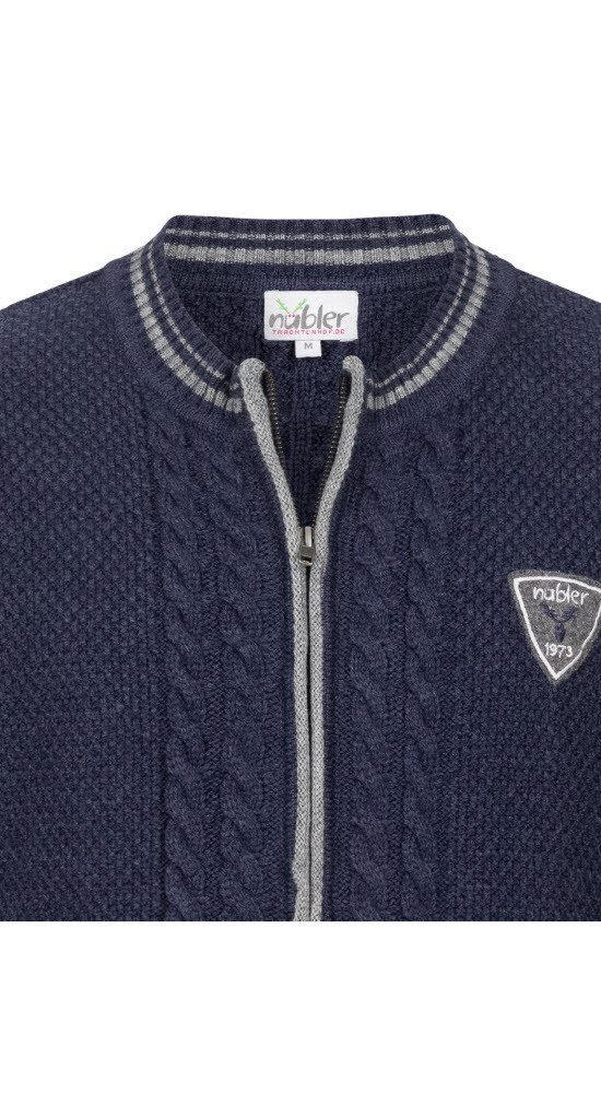 Nübler Trachtenstrickjacke Trachtenstrickjacke Langarm Henry in Blau von Nübler