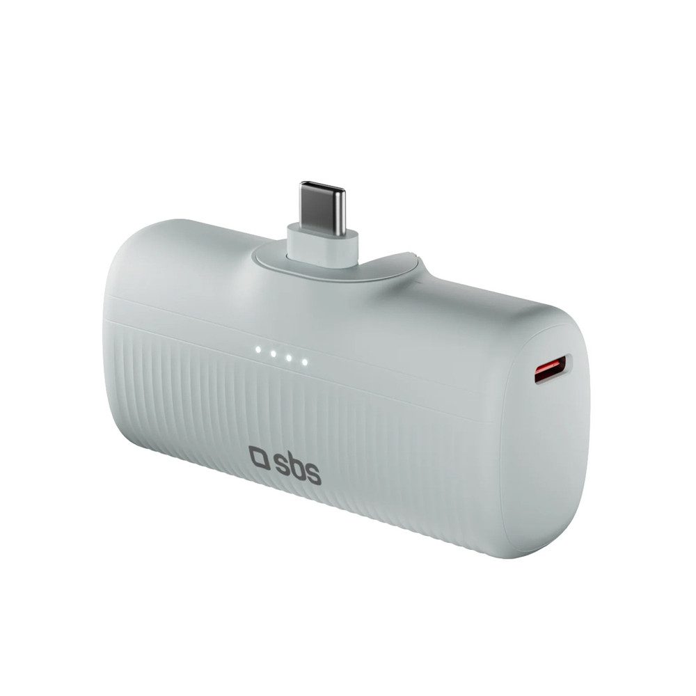 sbs Zusatzakku Reiseakku Notfallakku Powerbank EcoPower 5000 mAh (5 V, 1 St), integrierter USB-C-Stecker, 10 W, kompakt