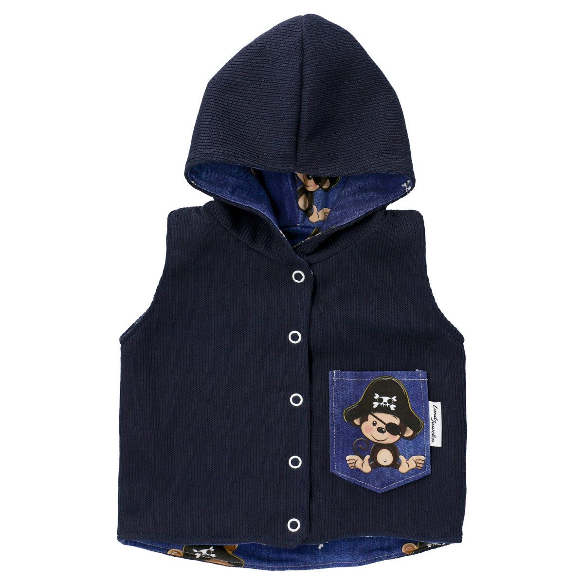 Land-Juwelen Fleeceweste Handmade Pirat Jungen Babyweste, Vest, ärmellos, Funktionsweste, Strickweste
