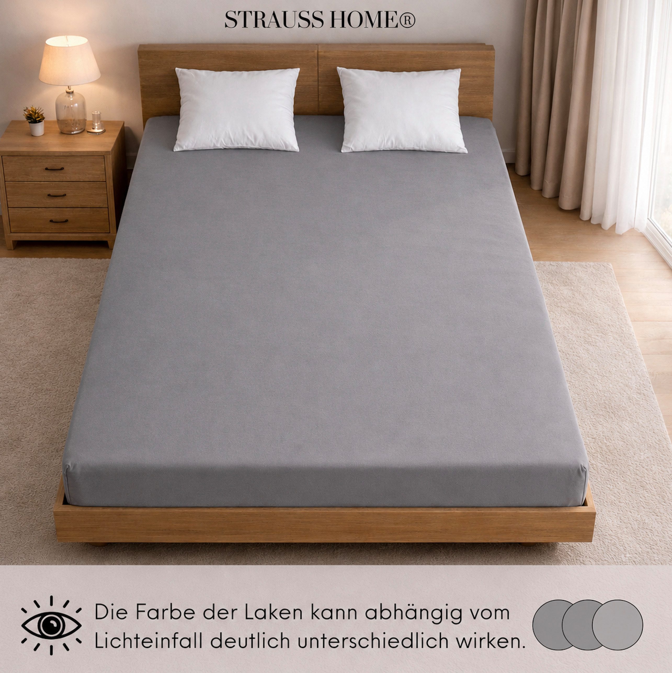 Strauss Home Spannbettlaken Premium 160 g/m² Gekämmte Baumwolle Jersey in Hotelqualität, Gummizug: Rundumgummi, OEKO-TEX®-zertifiziert - Hotelqualität – Formsta – Bild 5 von 5