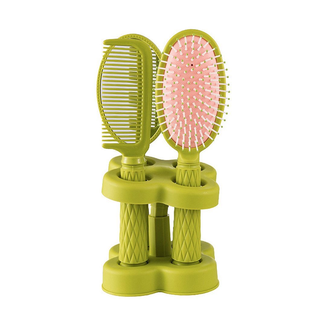 Jumpeak Haarbürsten-Set Lockenbürste,Haarbürste rund,Lockenkamm,Haarbürste,Kamm,mit Ständer, 4-teiliges Set, Hairstyling-Set,Haarbürste klein,für alle Haartypen,für alle Frisuren