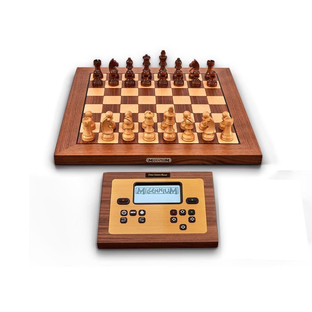 Millennium Spiel M828 Chess Classics Exclusive Schachcomputer, aus Holz, Sensorbrett, Schachprogramm, ChessGenius & The King