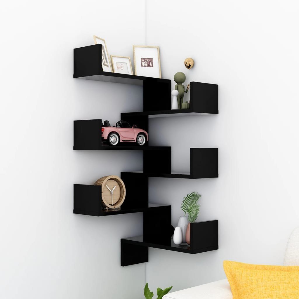 furnicato Wandregal Wand-Eckregale 2 Stk. Schwarz günstig online kaufen