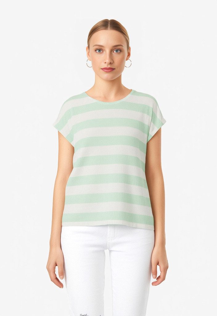 Vero Moda Kurzarmshirt VMWIDE STRIPE SL TOP GA JRS NOOS Viskosemischung