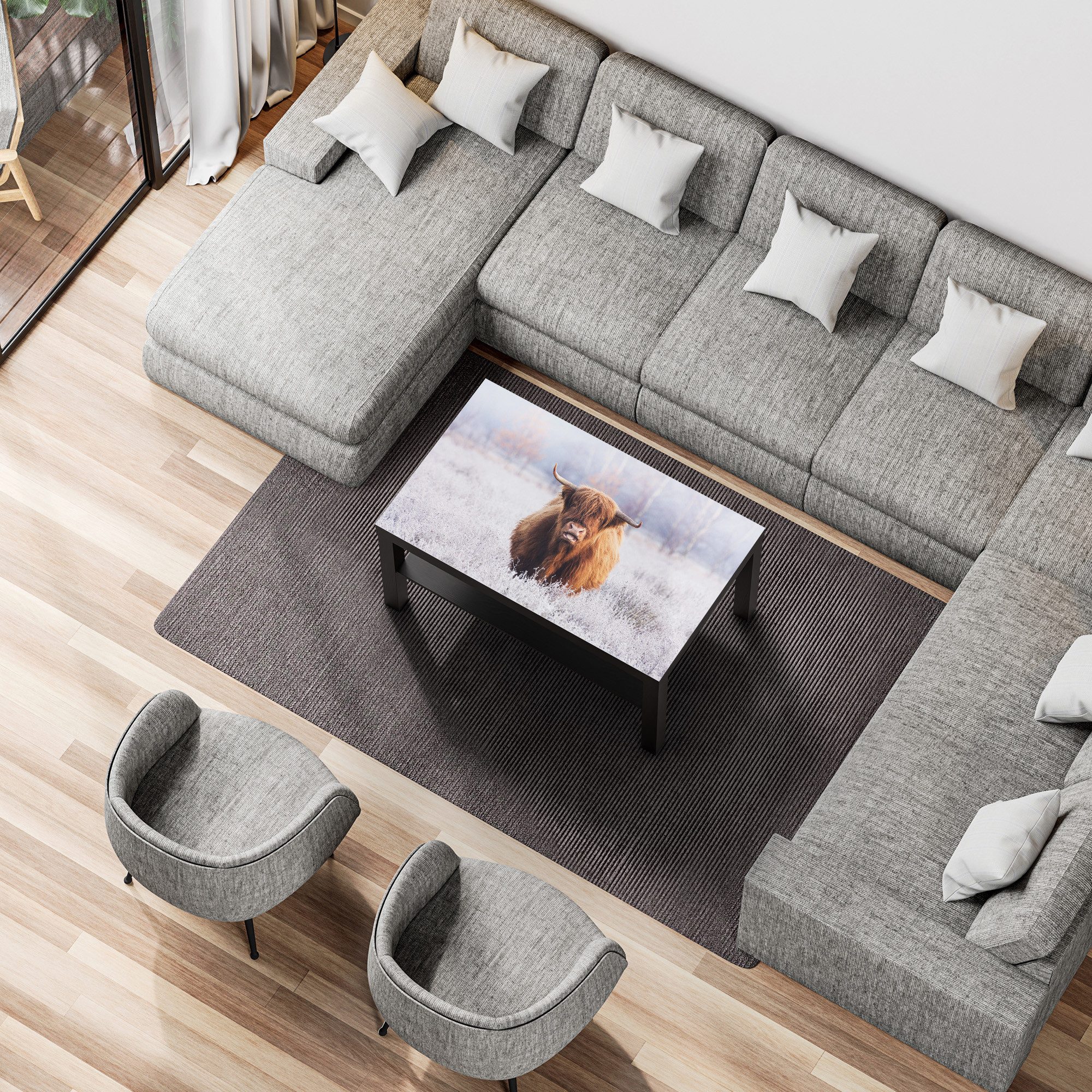 DEQORI Couchtisch 'Frostiger Hochlandblick', Glas Beistelltisch Glastisch modern