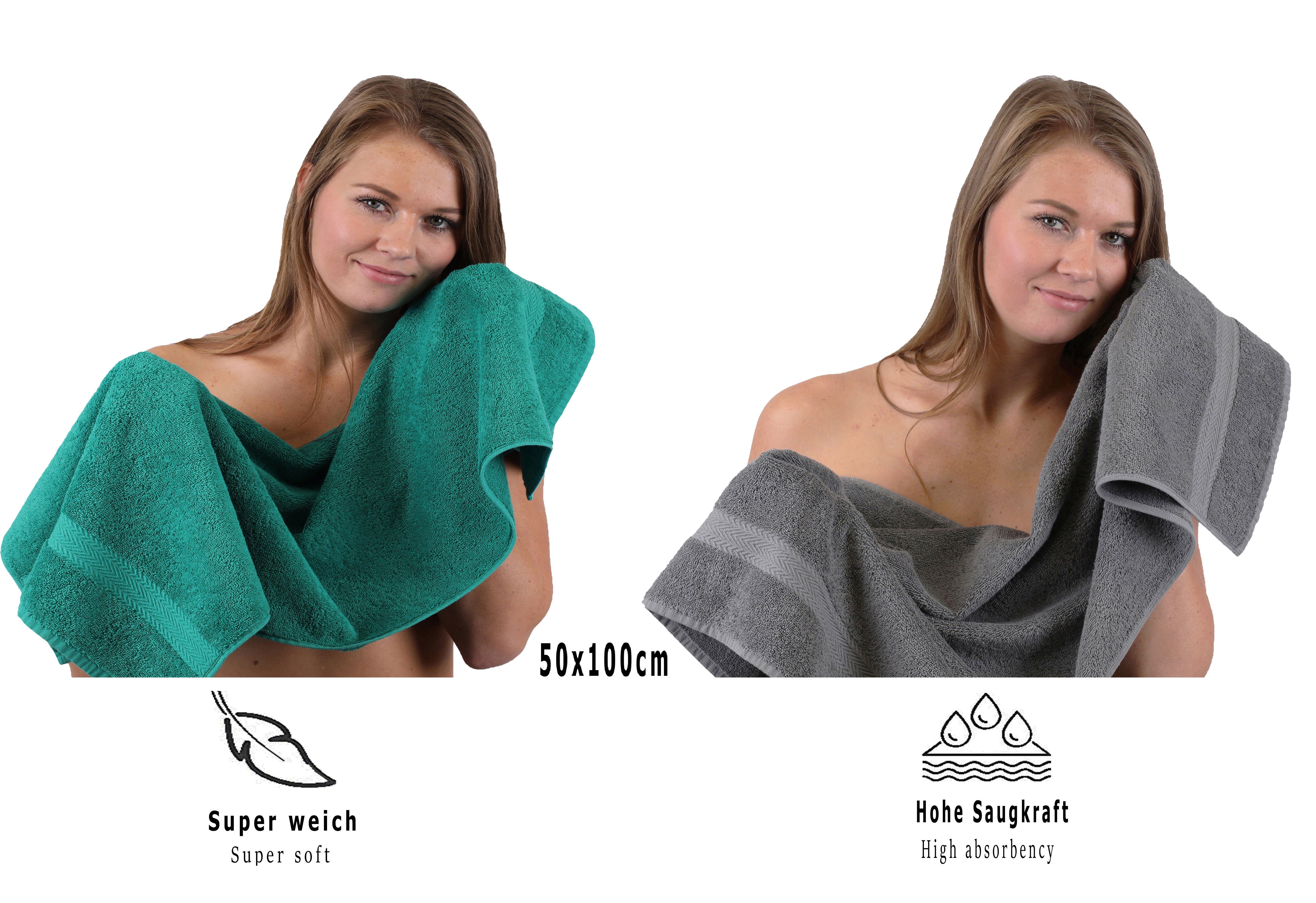 & Baumwolle, Smaragdgrün Farbe (10-tlg) 10-TLG. Premium Handtuch-Set Handtuch Set Betz 100% Anthrazit,