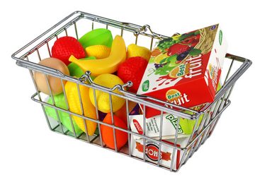 LEAN Toys Kinder-Küchenset Einkaufskorb Gemüse Obst Lebensmittelset Metallkorb Plastik Spielzeug