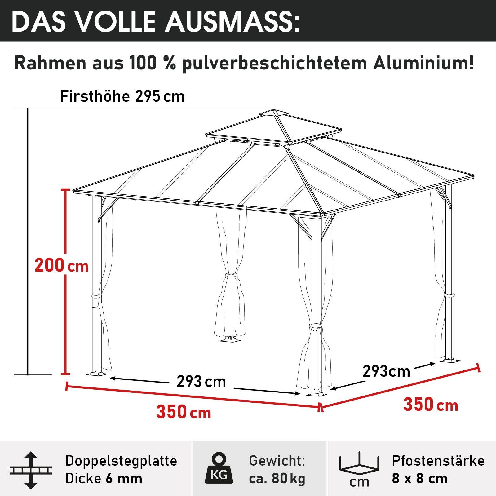 BRAST Pavillon Aluminium Pagode 3,5x3,5m viele günstig online kaufen