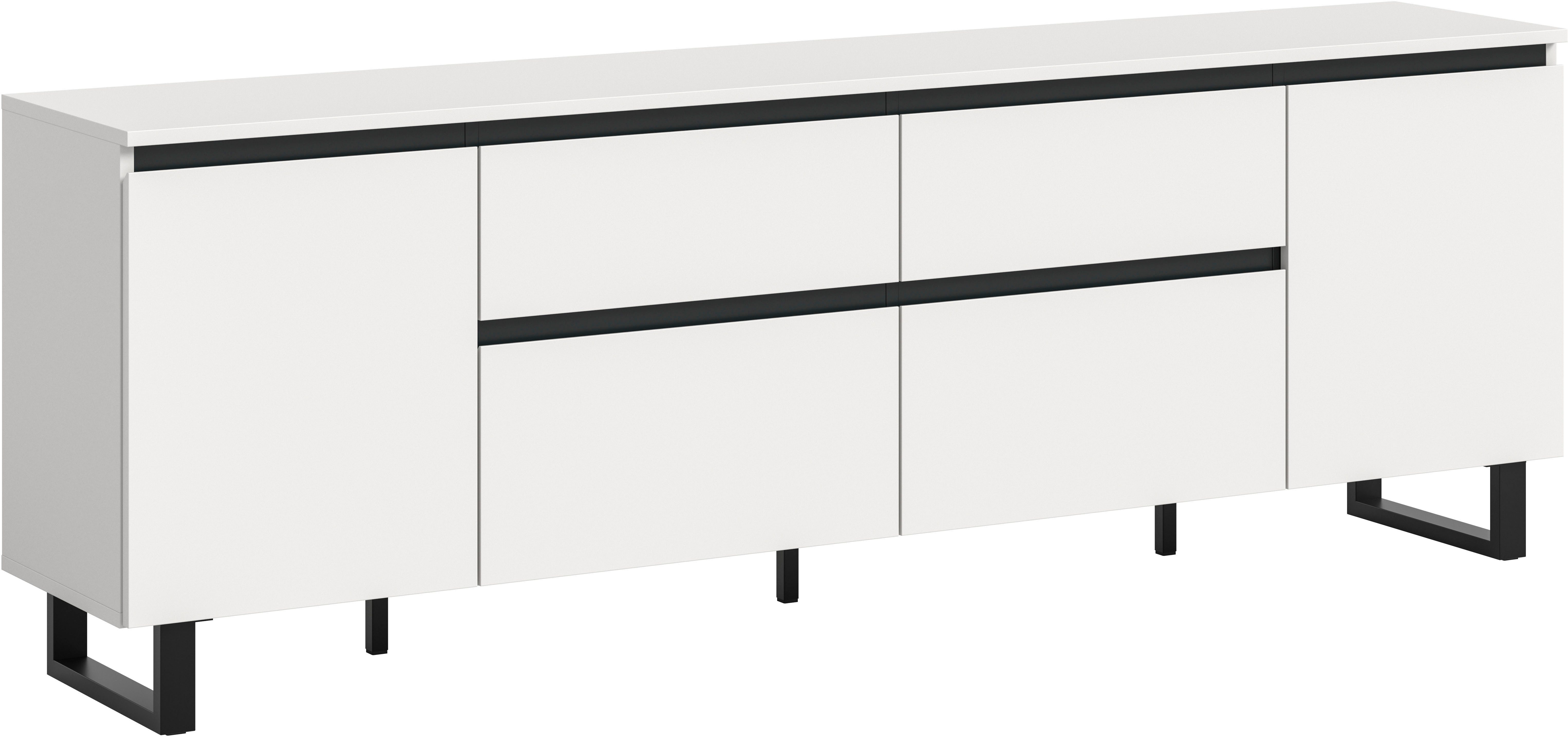 Home affaire Lowboard TOMA, 188cm breit, Metall-Kufen-Fuß, 2 Türen, 2 Schubkästen,2 Klappen, TV-Lowboard, Mediaschrank, Mediaboard, TV-Schrank, Schrank, Board