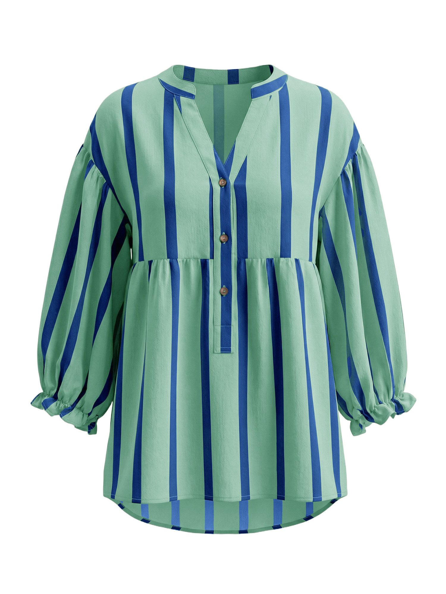 Imily Bela Blusentop Damen Puffärmel Bluse gestreift (Packung, 1-tlg., 1per-Pack) kontrastfarben – Bild 5 von 5