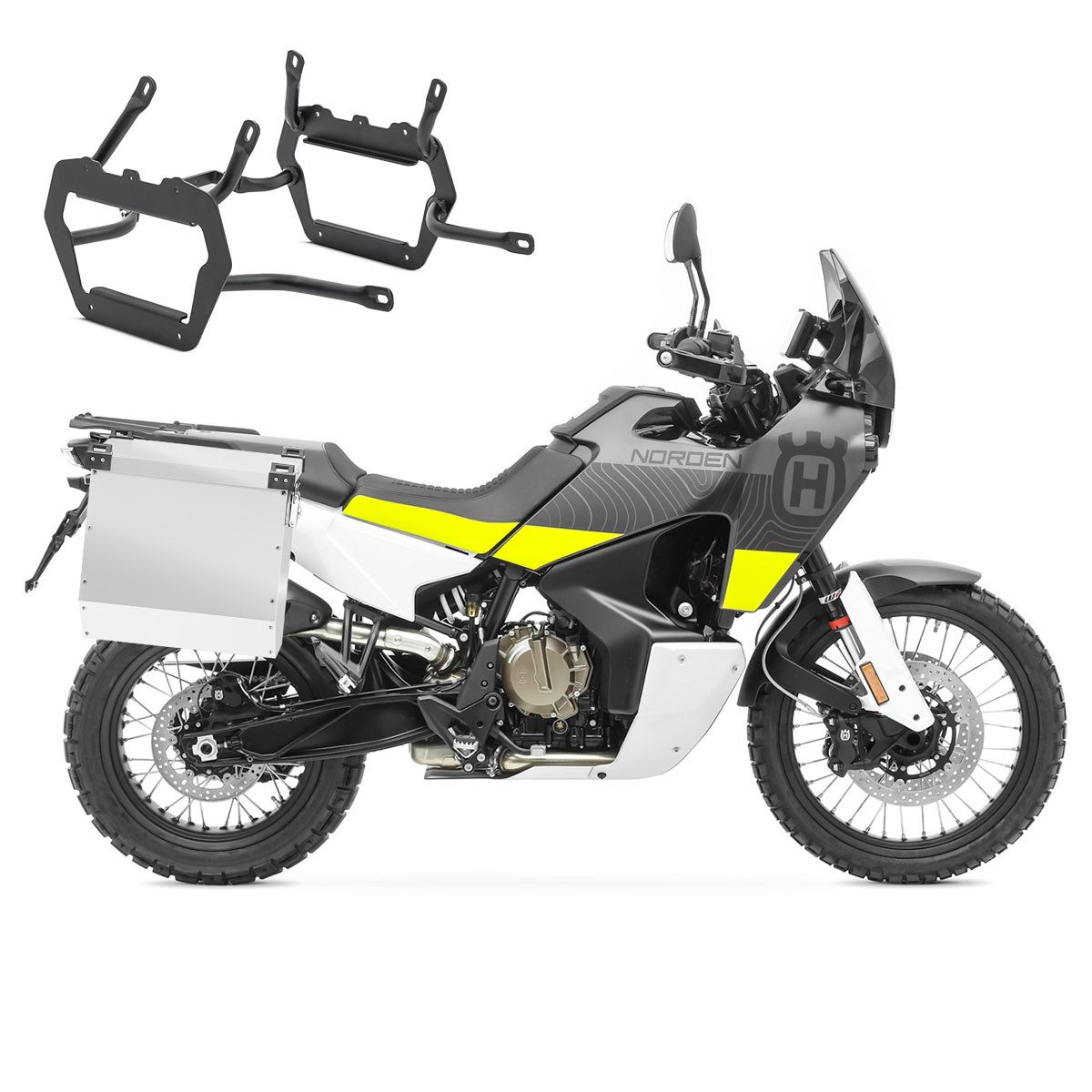 Bagtecs Kofferset Set Alukoffer + Kofferträger passend für Husqvarna Norden 901 21-26 Al