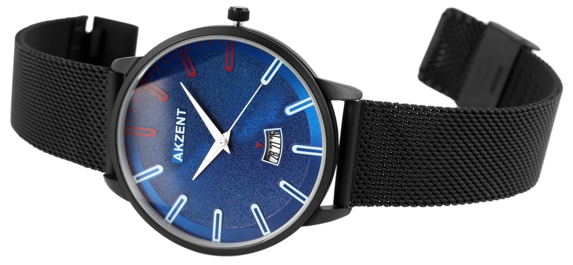 AKZENT Quarzuhr Mineralglas, Herrenuhr Edelstahl