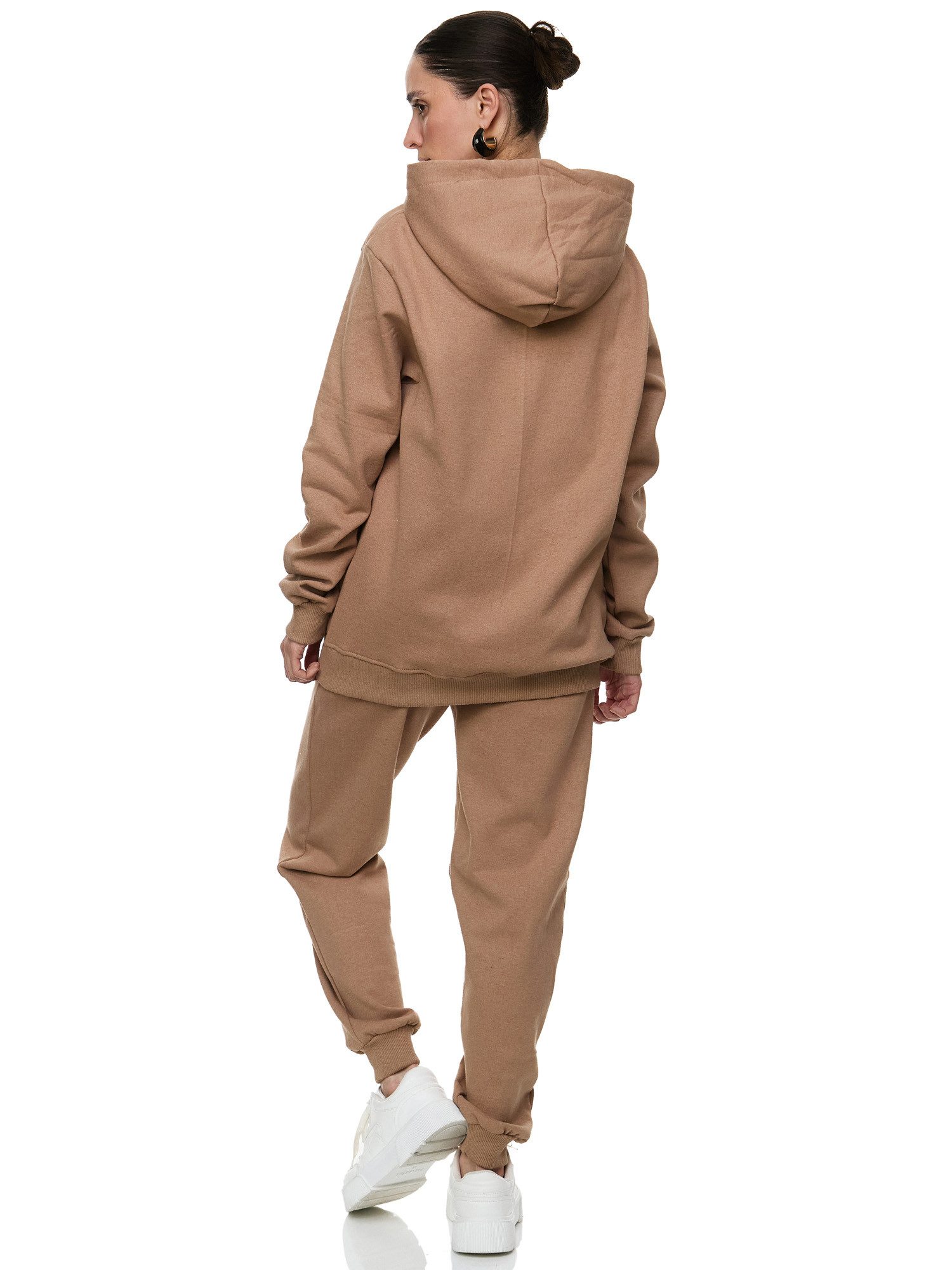 L.gonline Freizeitanzug Damen Jogginganzug, Freizeitanzug, Hausanzug 586 (Kapuzenjacke mit Reißverschluss, Hose, 2-tlg), Fitness Freizeit Casual
