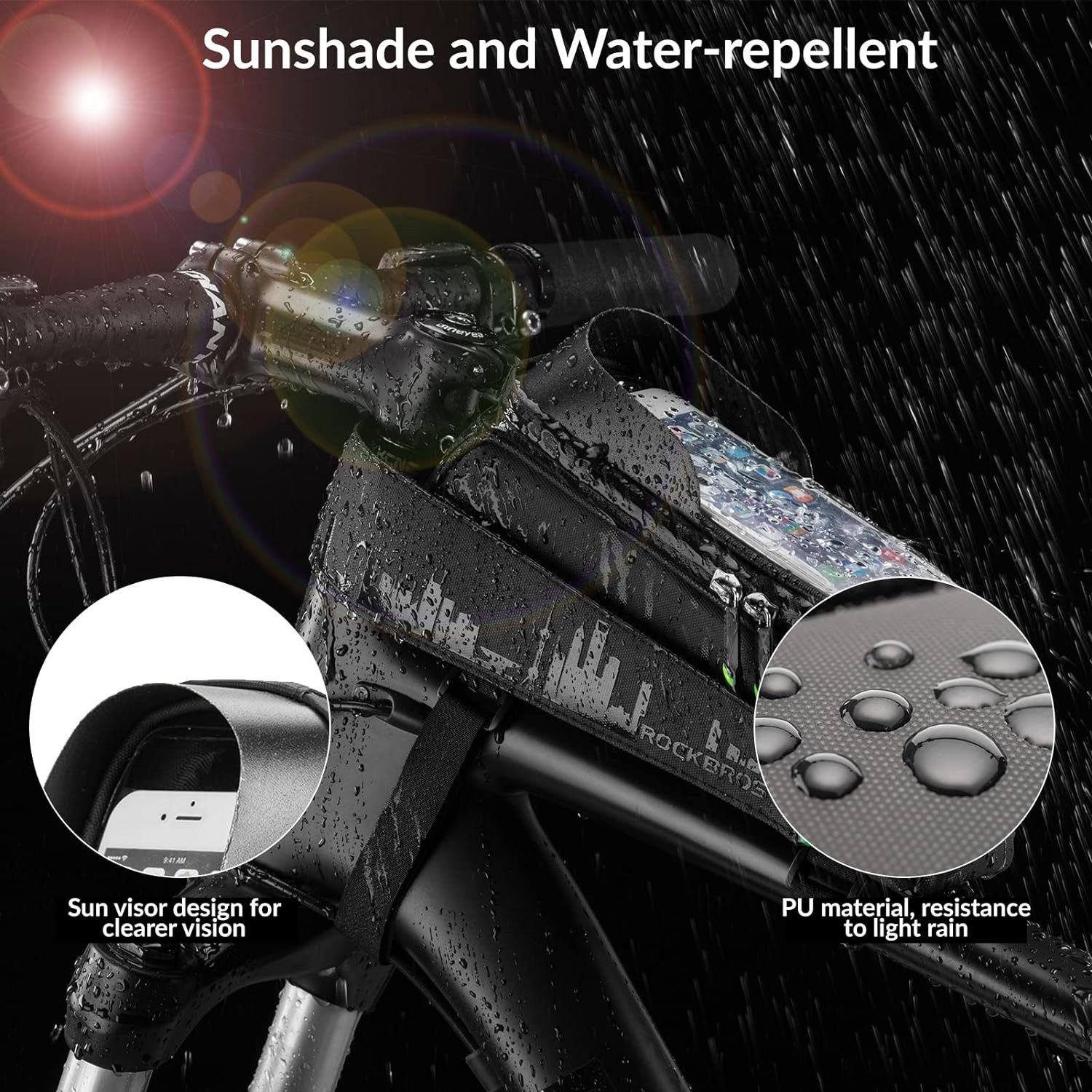 ROCKBROS Fahrradtasche Rahmentasche, Handytasche Touchscreen, Wasserdicht, Für Handys bis zu 7,0" iPhone 15/14 Galaxy S23/S22 Huawei P60 – Bild 3 von 5