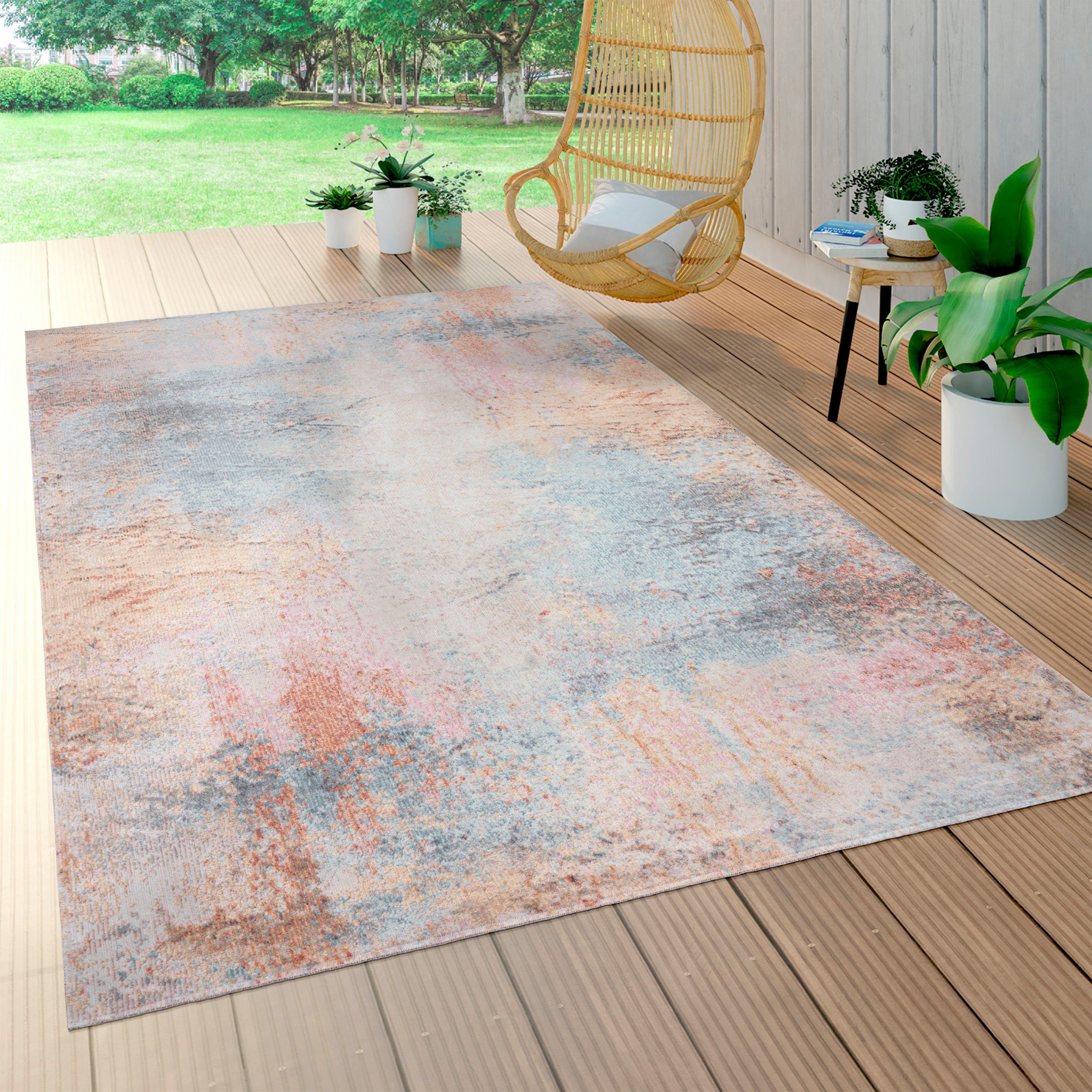 Paco Home Teppich Torres 273, rechteckig, Höhe: 8 mm, modernes abstraktes Design, In- und Outdoor geeignet, Wohnzimmer