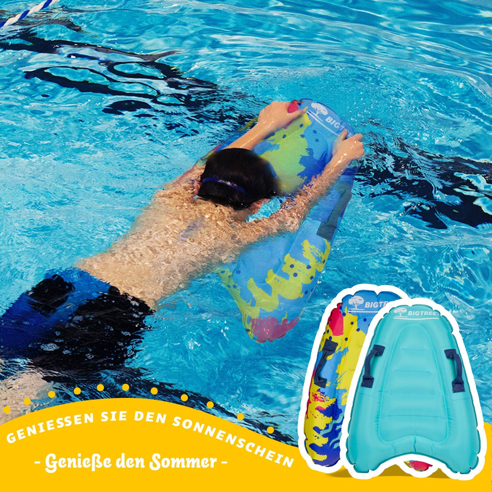 KAHOO Inflatable SUP-Board 52x14x70cm, Bodyboard, 2tlg.-A Aufblasbares Schwimmhilfe