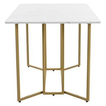 Flieks Esstisch (140*80*75 cm, 1-St., nur Tisch), rechteckig Küchentisch Marmoroptik Schreibtisch, Metallbeine
