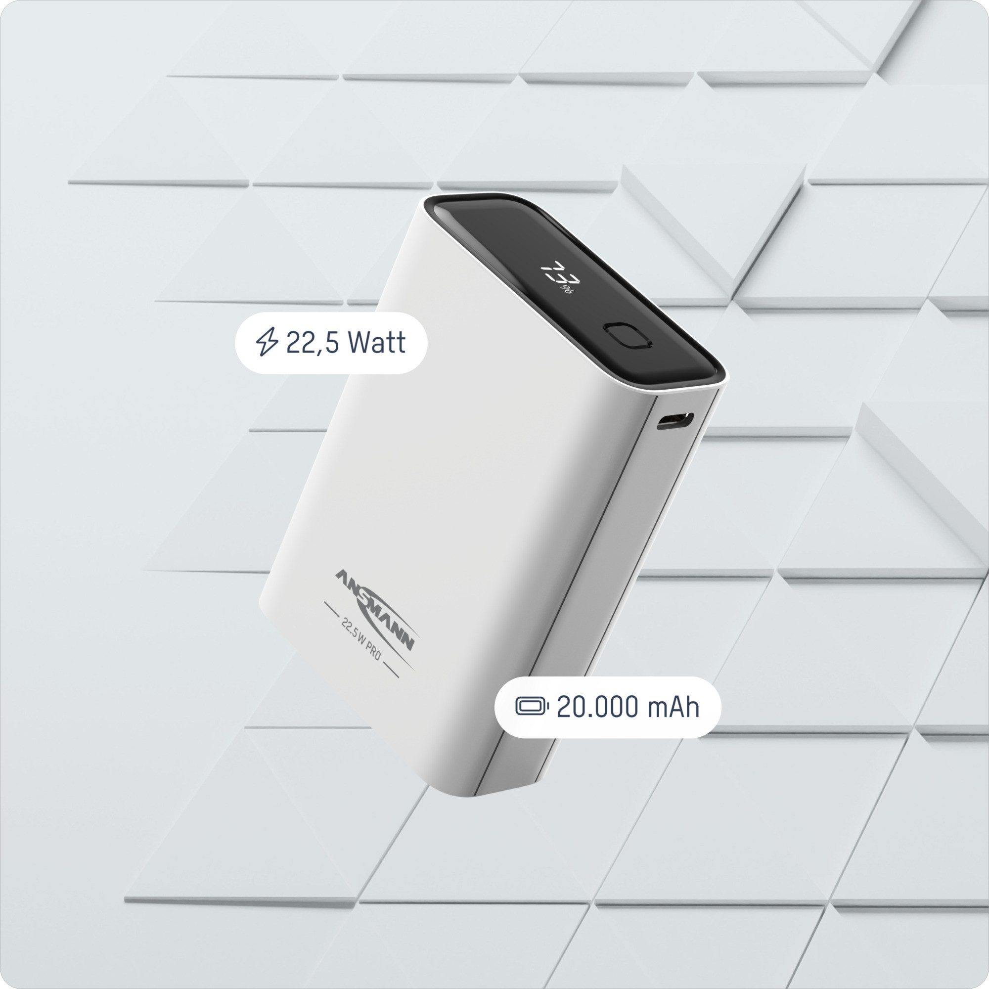 ANSMANN AG Powerbank 22,5 W PB322PD - Externer Akku mit 20.000 mAh Powerbank