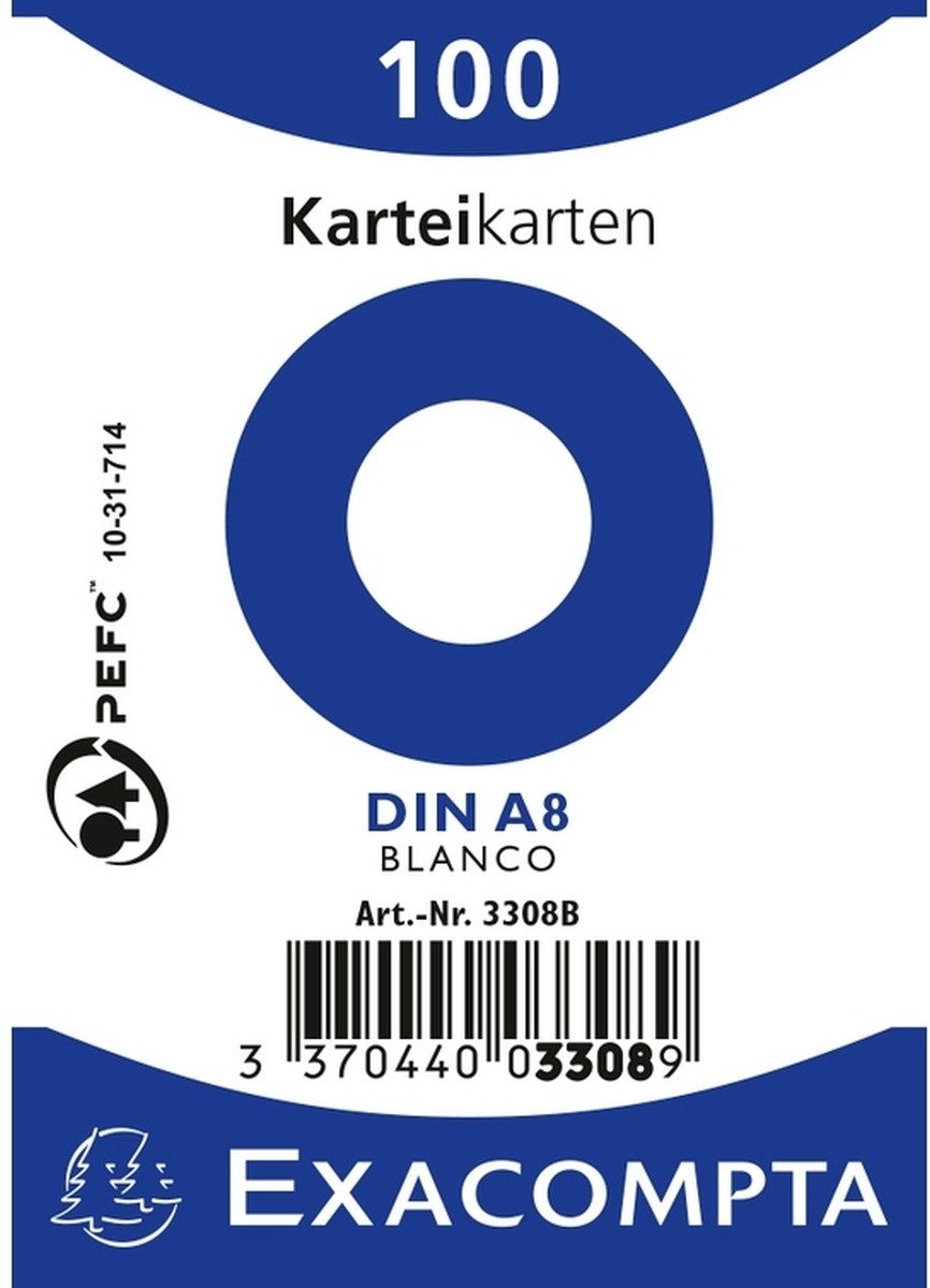 EXACOMPTA Karteikarten Karteikarten A8 blanko weiß VE=100 Stück