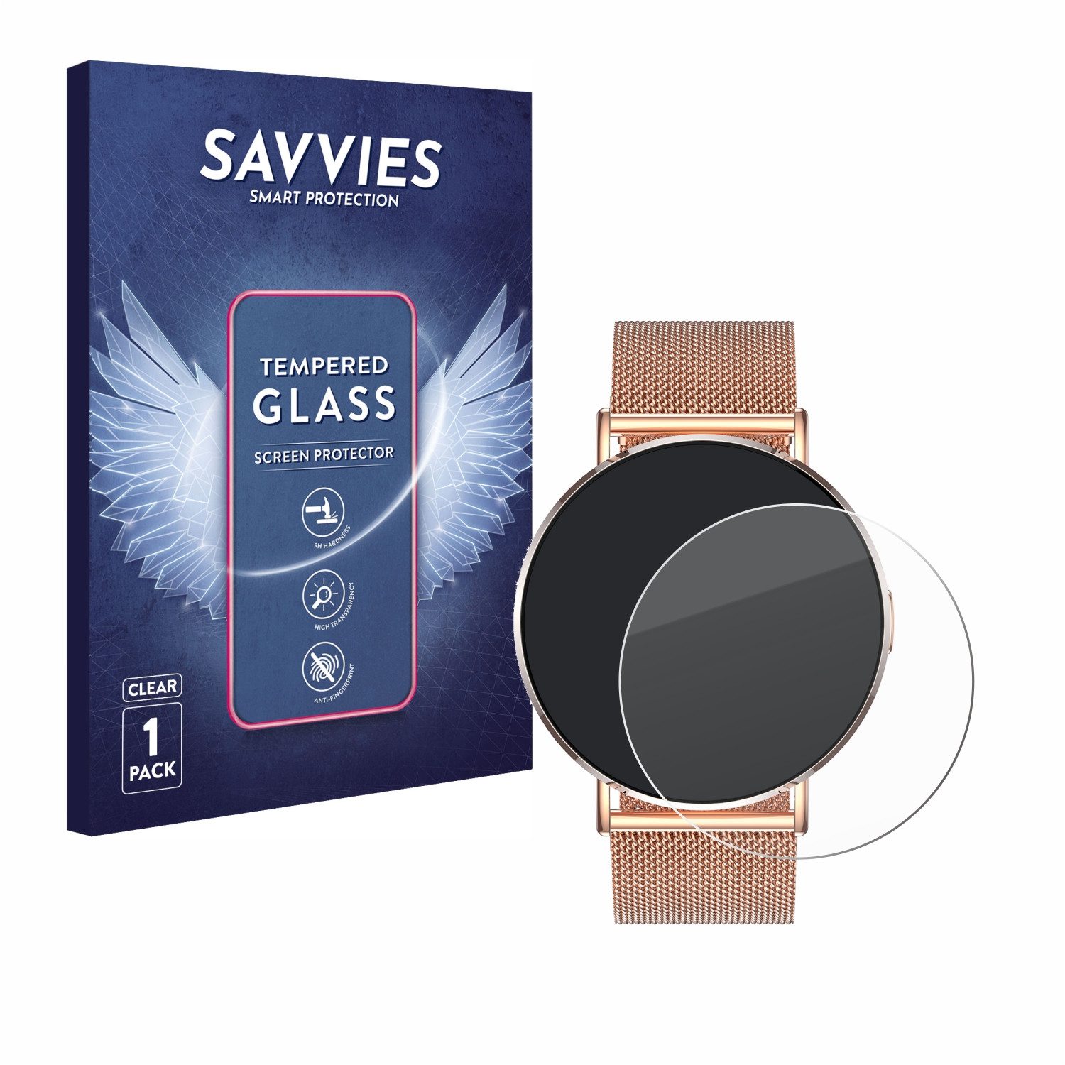 Savvies Displayschutzglas Schutzglas für Levowatch Eve 1.3", Displayschutz 9H Glas Klar Transparent