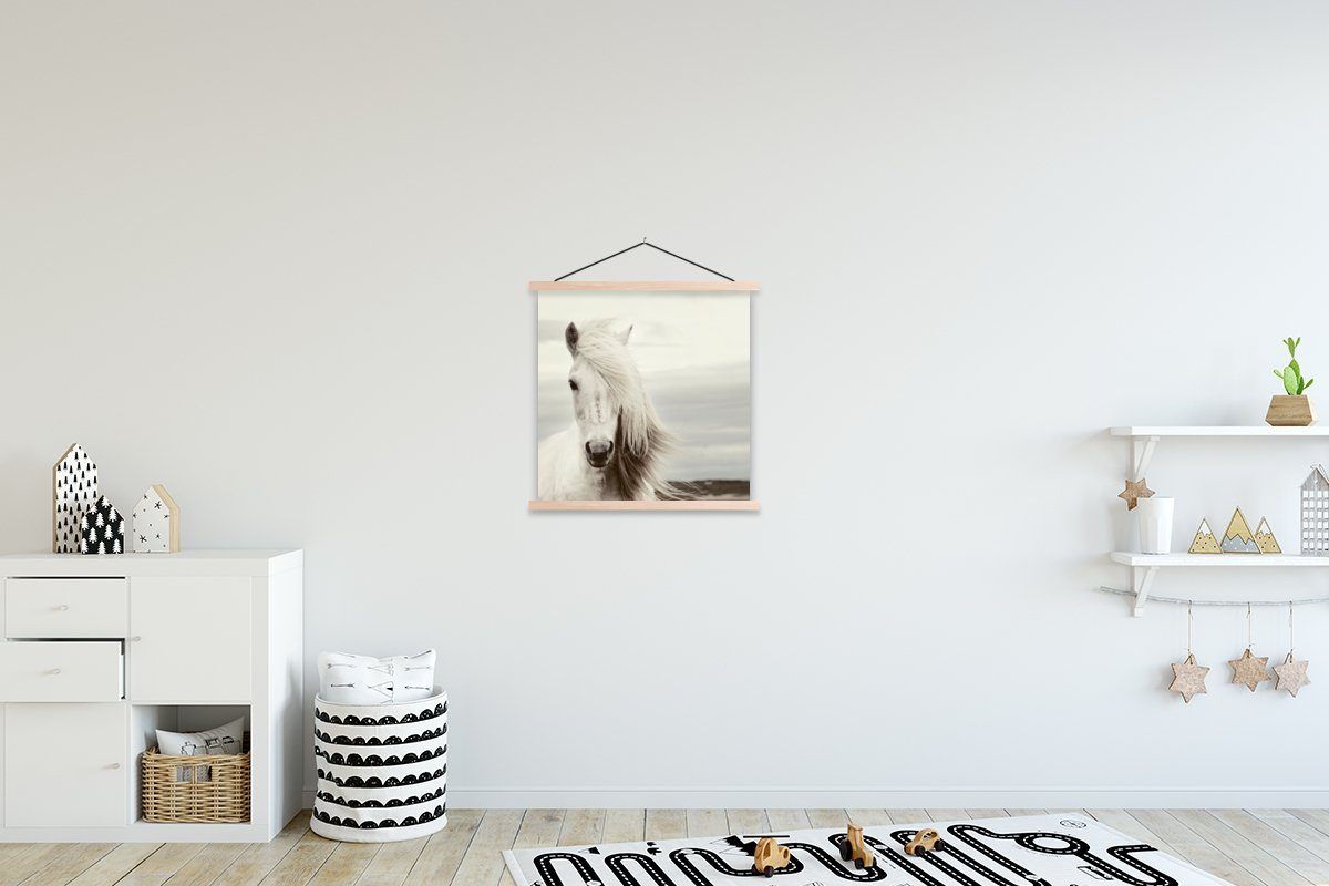 MuchoWow Poster Pferd - Strand - Mähne, (1 St), Posterleiste, Textilposter für Wohnzimmer, Bilderleiste, Magnetisch