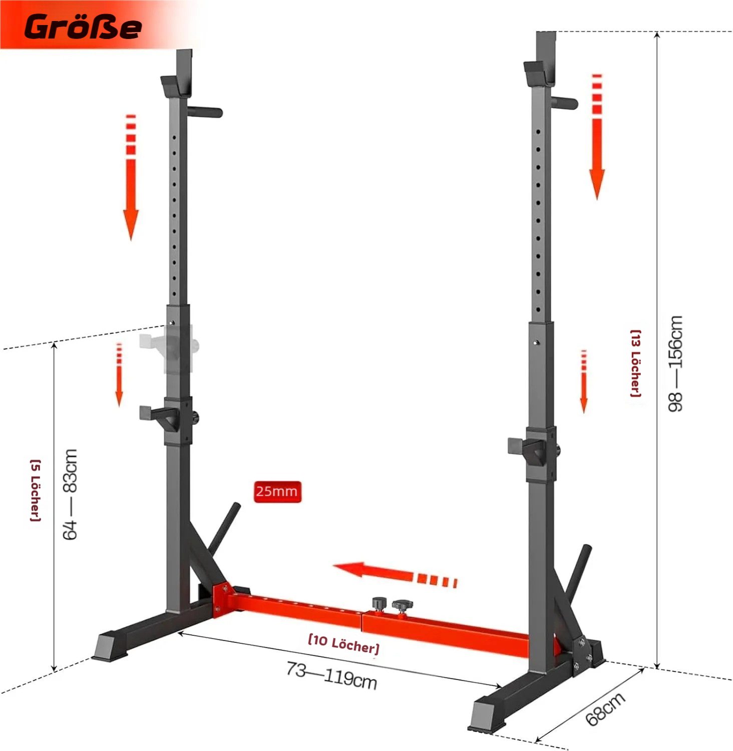 TLGREEN Squat Rack Verstellbare Hantelständer, (Multifunktions Barbell Rack), für für Sportstudio Zuhause Gewichtheben Bankdrücken bis 250 kg