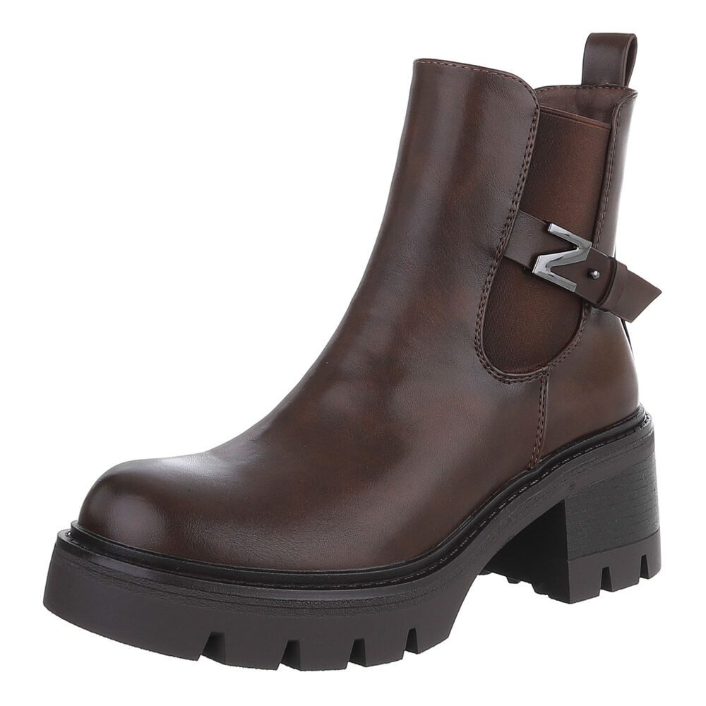 Ital-Design Eleganter Ankle Boot mit Blockabsatz für Damen Plateaustiefelet günstig online kaufen