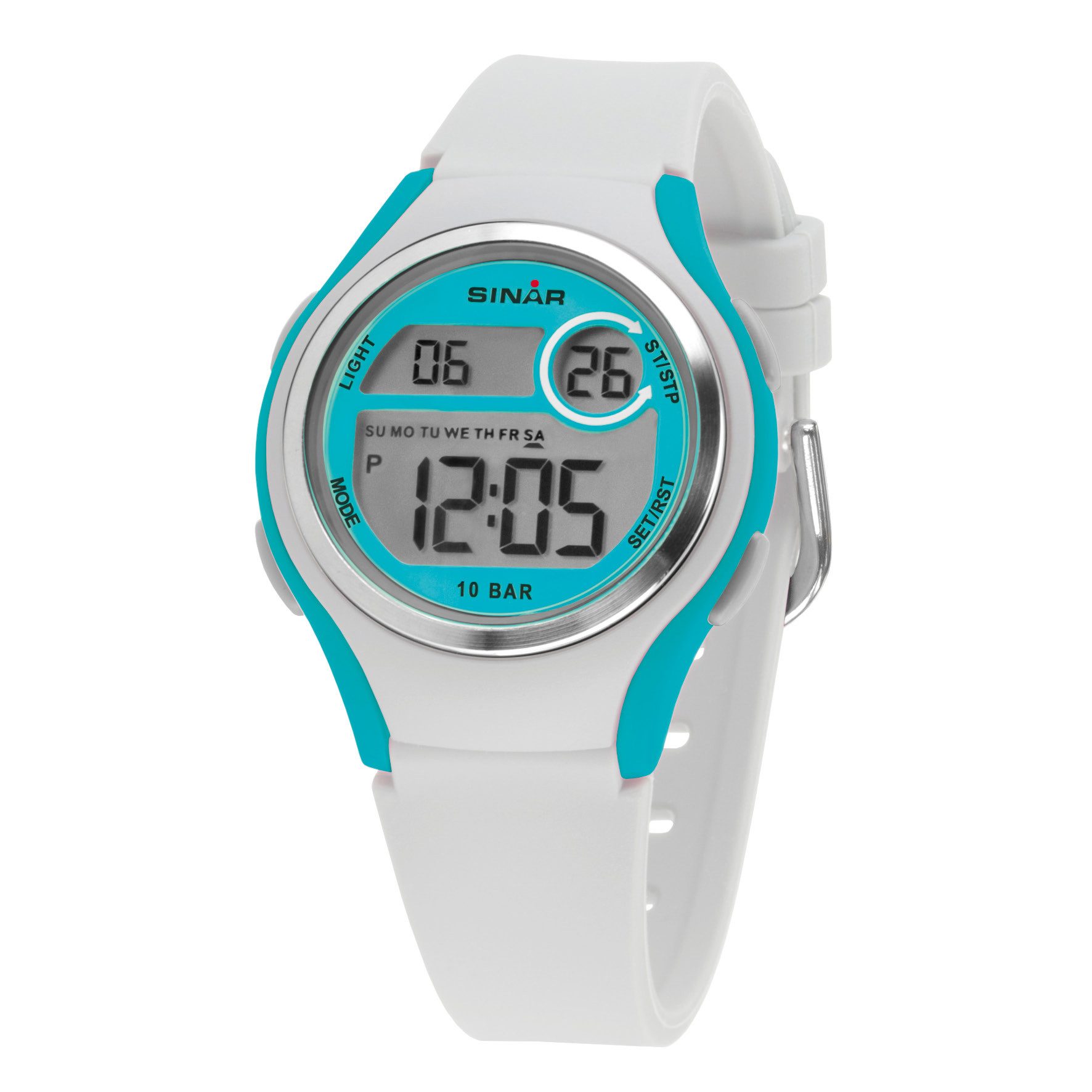 SINAR Digitaluhr XE-64 Jugend Armbanduhr Sportuhr Silikonband 10 bar, digital sportlich modern Geschenkidee Jugend Ø 36 mm