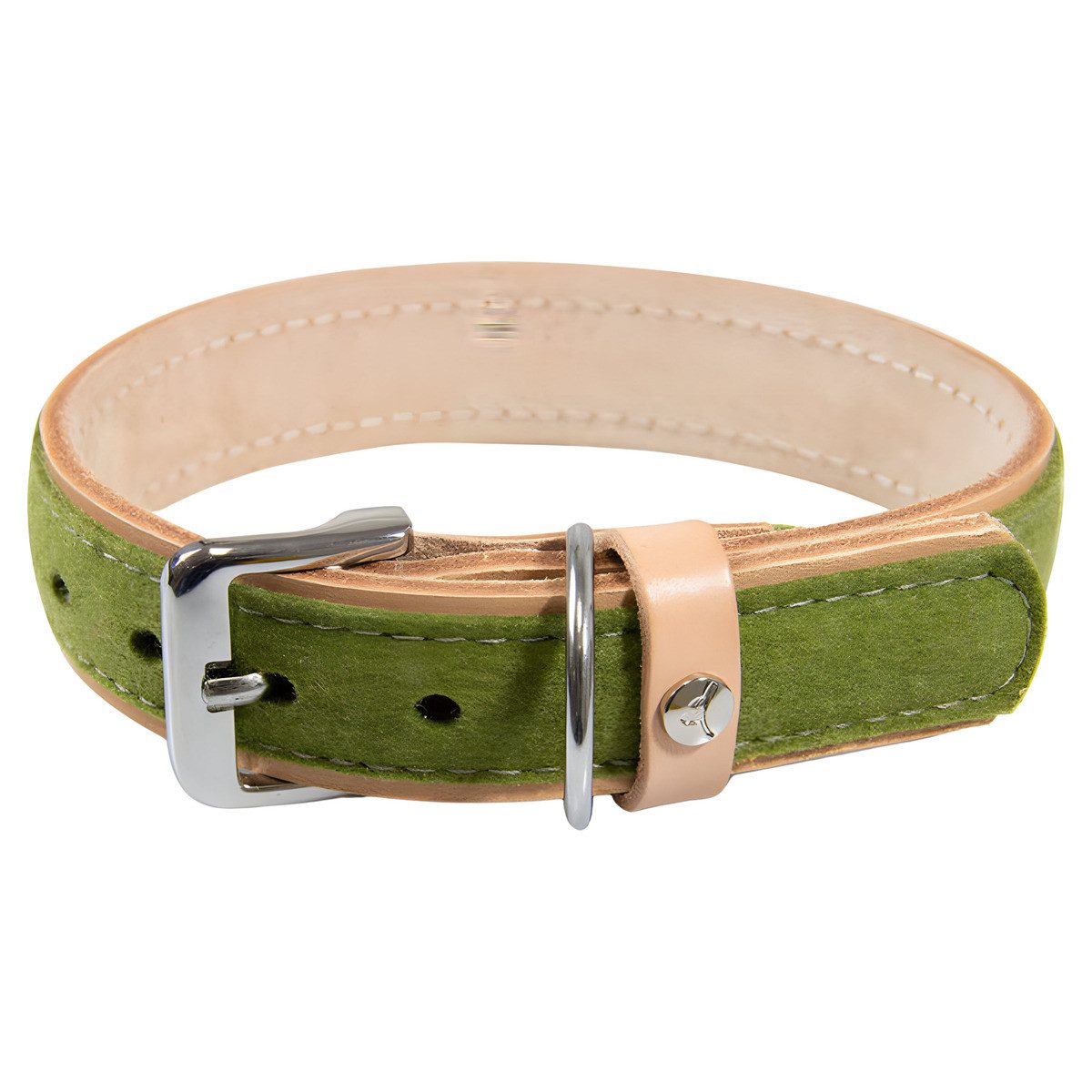 Das Lederband Hunde-Halsband Hundehalsband Norden Lime/Natural
