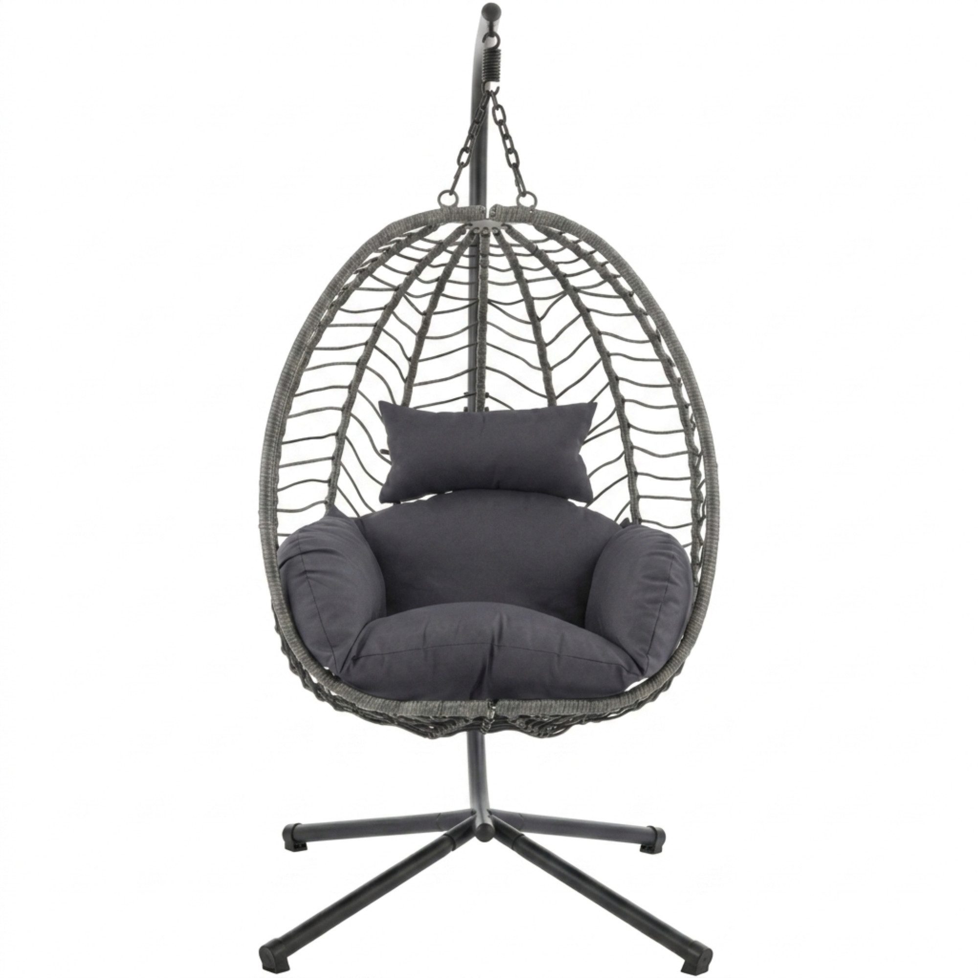 Home Collective Hängesessel Hängestuhl mit Gestell höhenverstellbar ideal für Garten und Balkon, inkl. extra dicke Sitzpolster Schaukelsessel Indoor & Outdoor