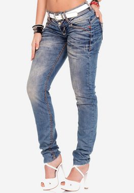 Cipo & Baxx Slim-fit-Jeans mit Steppnähten in Straight Fit